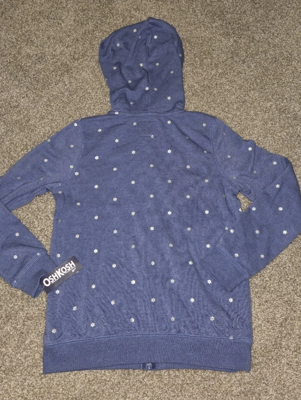 OshKosh B'gosh Heathered Blue Girls' Zip Hoodie with Floral Accent